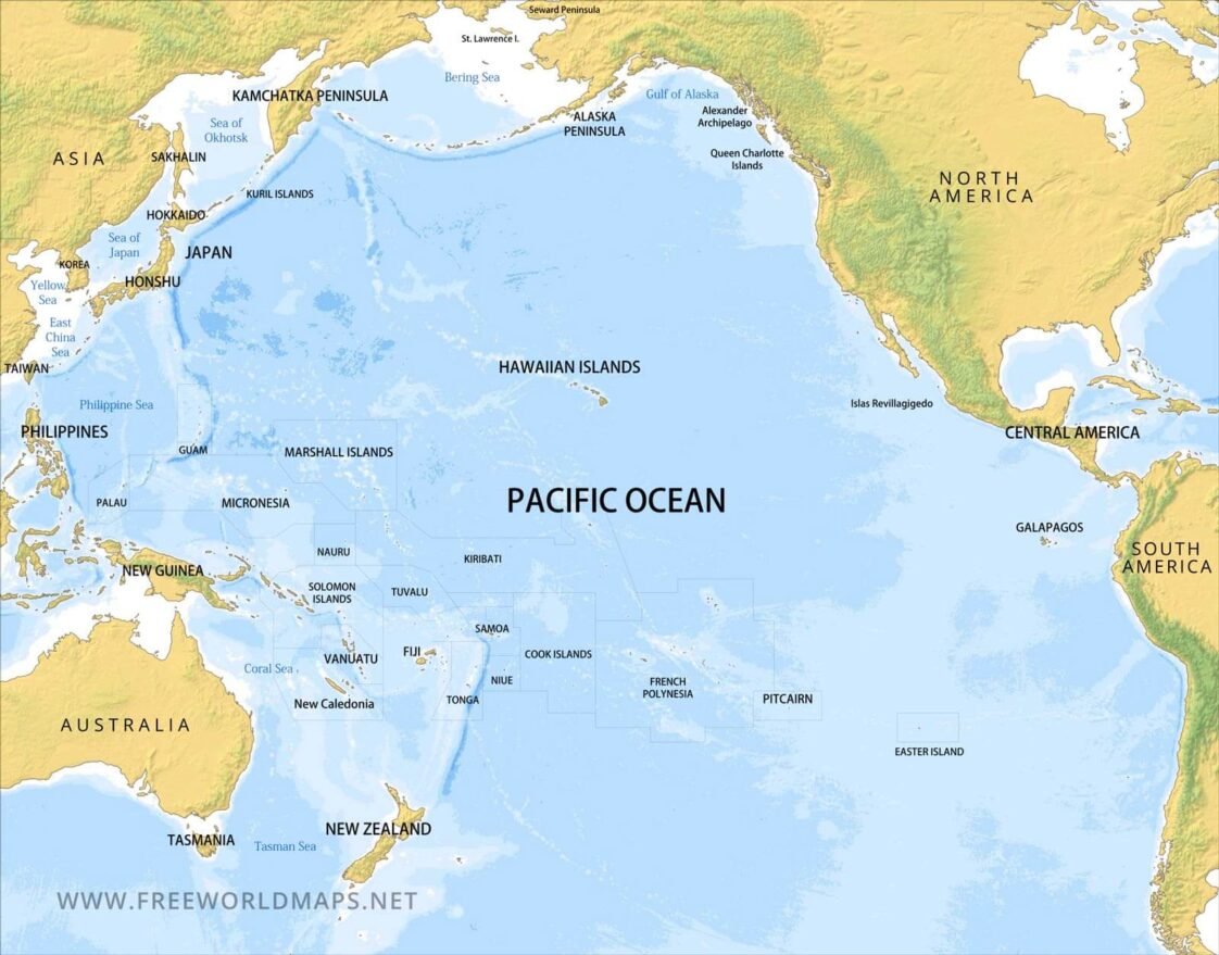 5 Oceans Of The World From Largest To Smallest Pacific Ocean Map 1122x879 